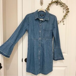 7 For All Mankind Denim Bell Sleeve Dress Size M, EUC